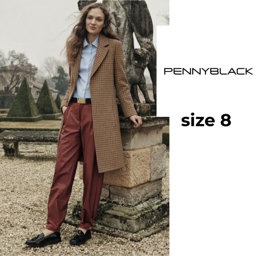 Pennyblack MaxMara Group Classic Brown Houndstooth Trench Coat